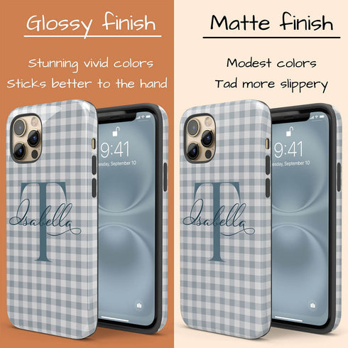Custom Gingham Name & Initials iPhone Case